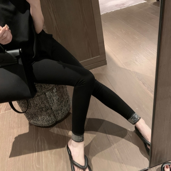 Celine Triumph Arch Logo Embellished High-Temperature Resistant Stretch Leggings